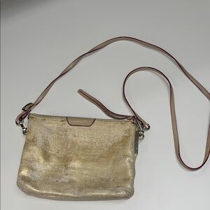 MZ Wallace Metallic Gold Cloth Crossbody Bag